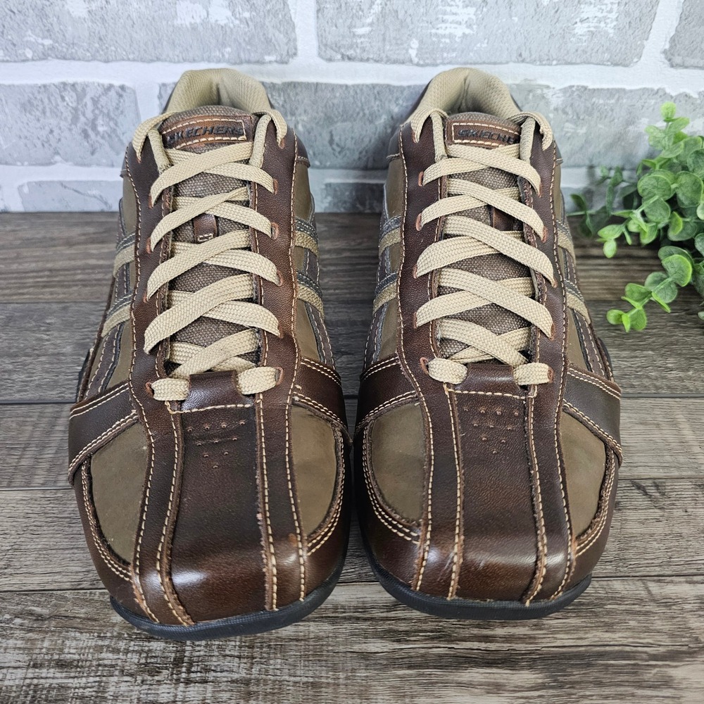 Skechers Urbantrack Browser Men's Brown Leather Sneakers Size 10.5 61751 - Picture 4 of 9